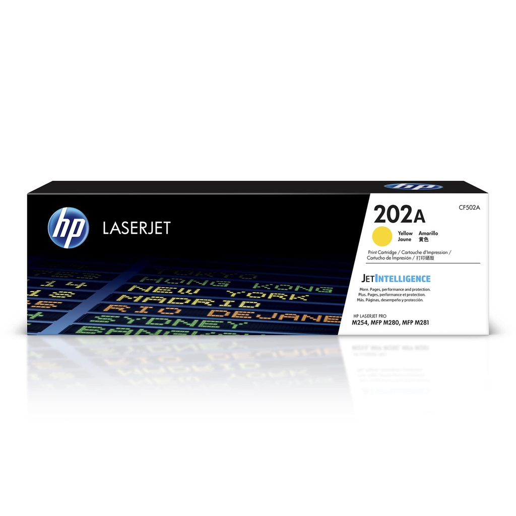 TONER HP 202A - CF502A - AMARILLO - 1,300 PAGINAS - PARA IMPRESORA COLOR LASERJET - M254, M281