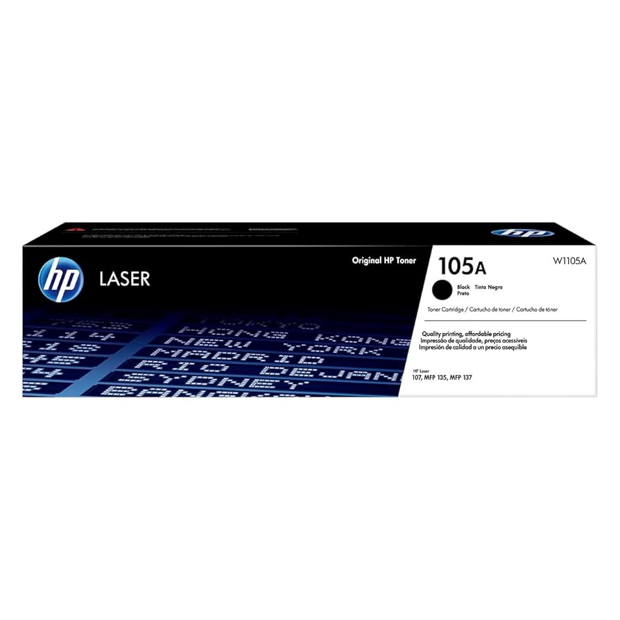 TONER HP 105A - W1105A - NEGRO - 1,000 PAGINAS - PARA IMPRESORAS LASERJET 103A - 107A - 107R - 107W - 108A - 108W - 131A - 133PN - 135AG - 135R - 135W - 135WG, M137FNW,