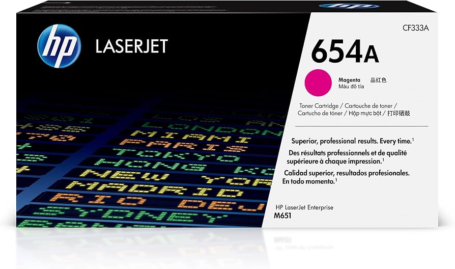 TONER HP 654A - CF333A - MAGENTA - 15,000 PAGINAS - PARA IMPRESORA LASERJET M651 