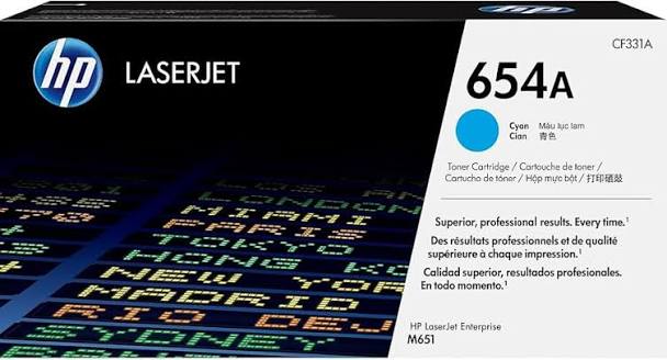 TONER HP 654A - CF331A - CYAN - 15,000 PAGINAS - PARA IMPRESORA LASERJET M651