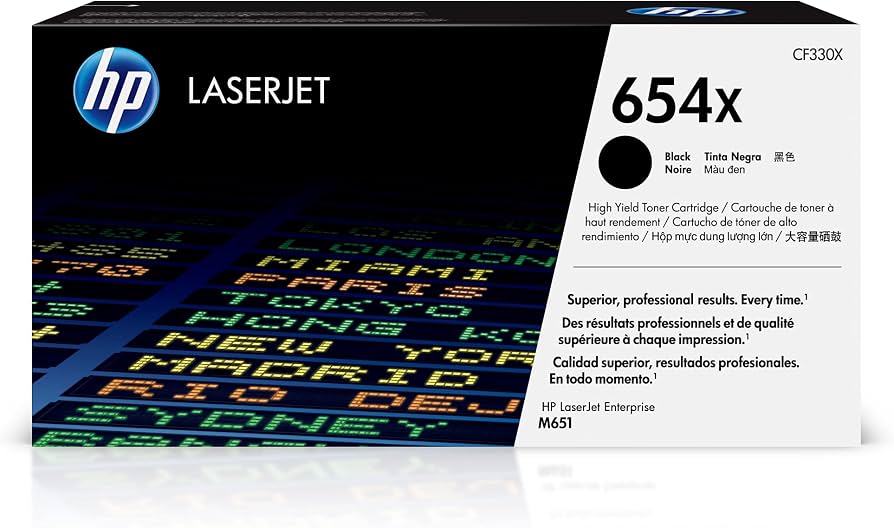 TONER HP 654X - CF330X - NEGRO - ALTO RENDIMIENTO - 20,500 PAGINAS - PARA IMPRESORA LASERJET M651 