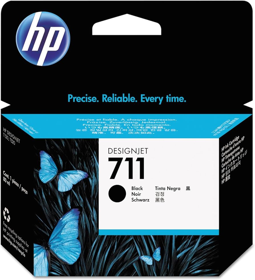 CARTUCHO HP 711 - CZ133A - NEGRO - 80ML - PARA IMPRESORA DESIGNJET T120 EPRINTER / T520 EPRINTER / T130