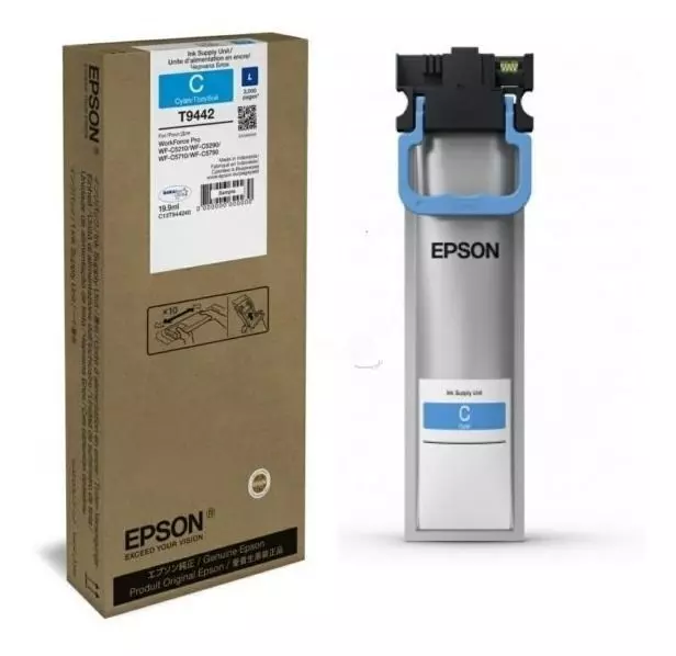 BOLSA DE TINTA EPSON T941 CYAN, COMPATIBLE CON EPSON C5210/ C5790 & WF C13T94122A, RENDIMIENTO 5000 PAGINAS.