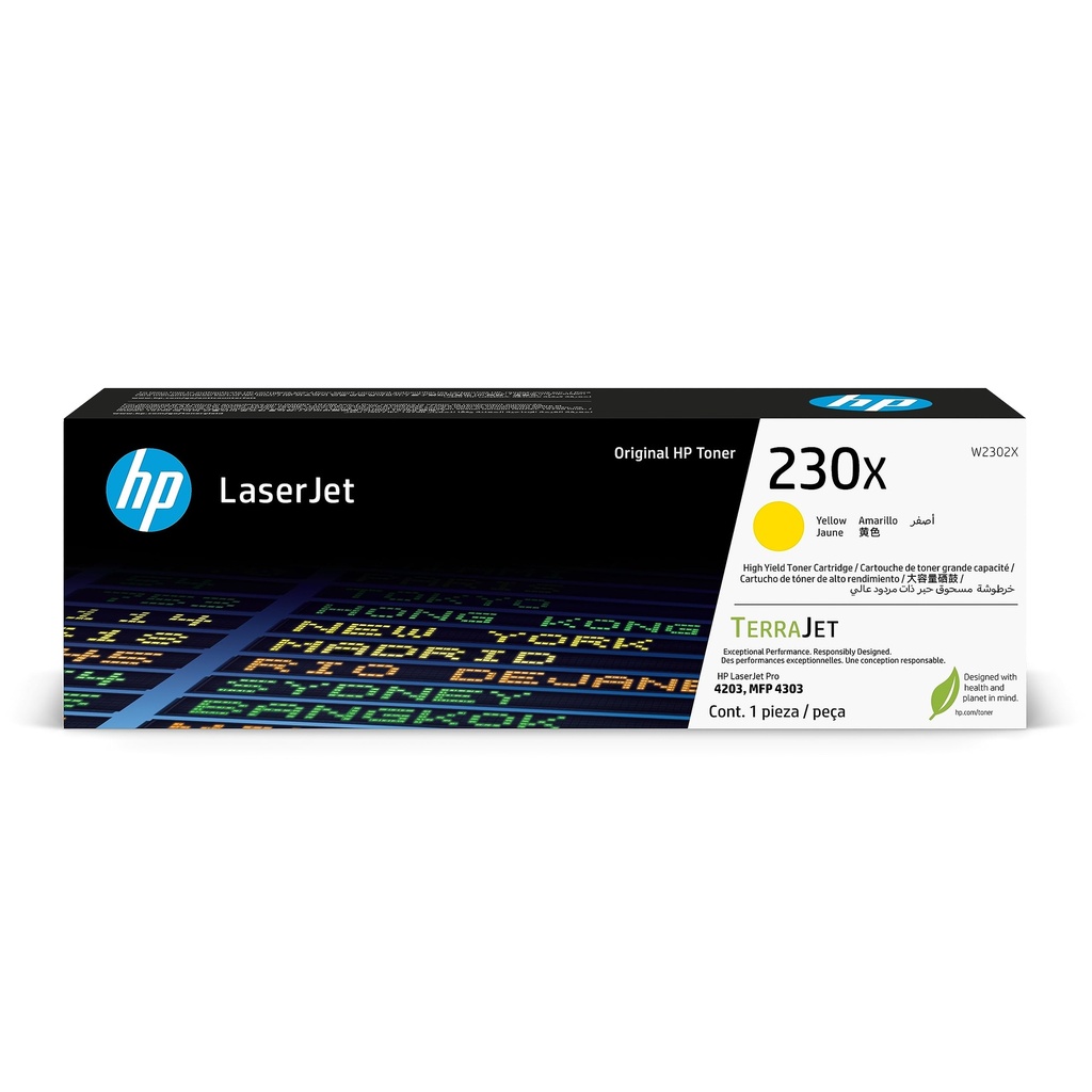 TONER HP - 230X - W2302X - YELLOW - 5,500 PAGINAS - PARA IMPRESORA LASERJET 4201, 4202, 4203, 4301, 4302, 4303