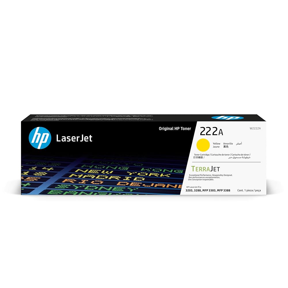TONER HP 222A - W2222A - YELLOW - 1,200 PAGINAS - PARA IMPRESORA COLOR LASERJET - 3303SDW, 3303FDW