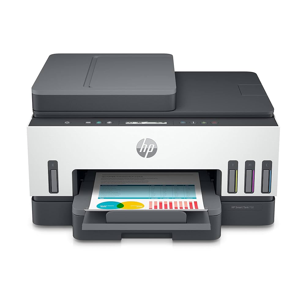 IMPRESORA HP SMART TANK 750 - ALL IN ONE PRINTER ADF (COPY - SCAN - PRINTER)- SISTEMA DE TINTA CONTINUA - INALAMBRICO - COLOR - PRINT SPEED BLACK: ISO, UP TO 11 PPM, DRAFT, UP TO 20 PPM. (6000 PAGINAS NEGRO) PRINT SPEED COLOR: ISO, UP TO 6 PPM, DRAFT, UP TO 16 PPM. (8000 PAGINAS COLOR) SCAN RESOLUTION, OPTICAL UP TO 1200 X 1200 DPI
