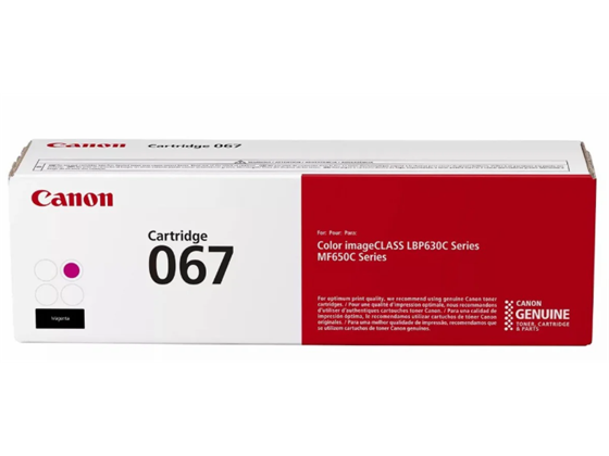 TONER CANON 067 MAGENTA, (RENDIMIENTO APROX. 1,300 PAG) COMPATIBLE CON LBP633CDW, LBP632CDW, MF653CDW, MF654CDW, MF656CDW.  (5100C001AA)