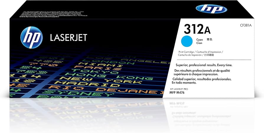 TONER HP 312A - CF381A - CYAN - 2,700 PAGINAS - PARA IMPRESORA COLOR LASERJET PRO - MFP M476NW, M476DN Y M476DW