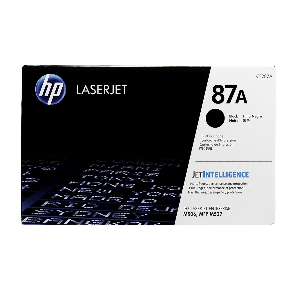 TONER HP 87A - CF287A - NEGRO - 9,000 PAGINAS - PARA IMPRESORA LASERJET M506 SERIE, M527 SERIE Y M501N