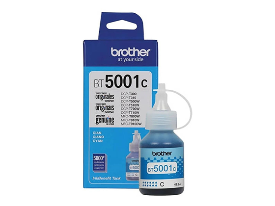 BOTELLA DE TINTA BROTHER - BT5001C - CYAN- 48.8ML - PARA IMPRESORA DCP-T420 - T520W - T720DW - T920DW