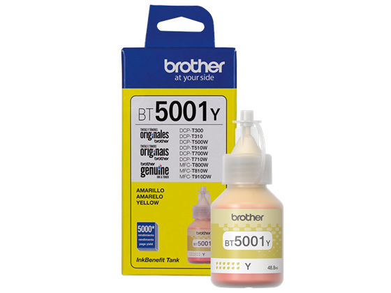 BOTELLA DE TINTA BROTHER - BT5001Y - YELLOW- 48.8ML - PARA IMPRESORA DCP-T420 - T520W - T720DW - T920DW