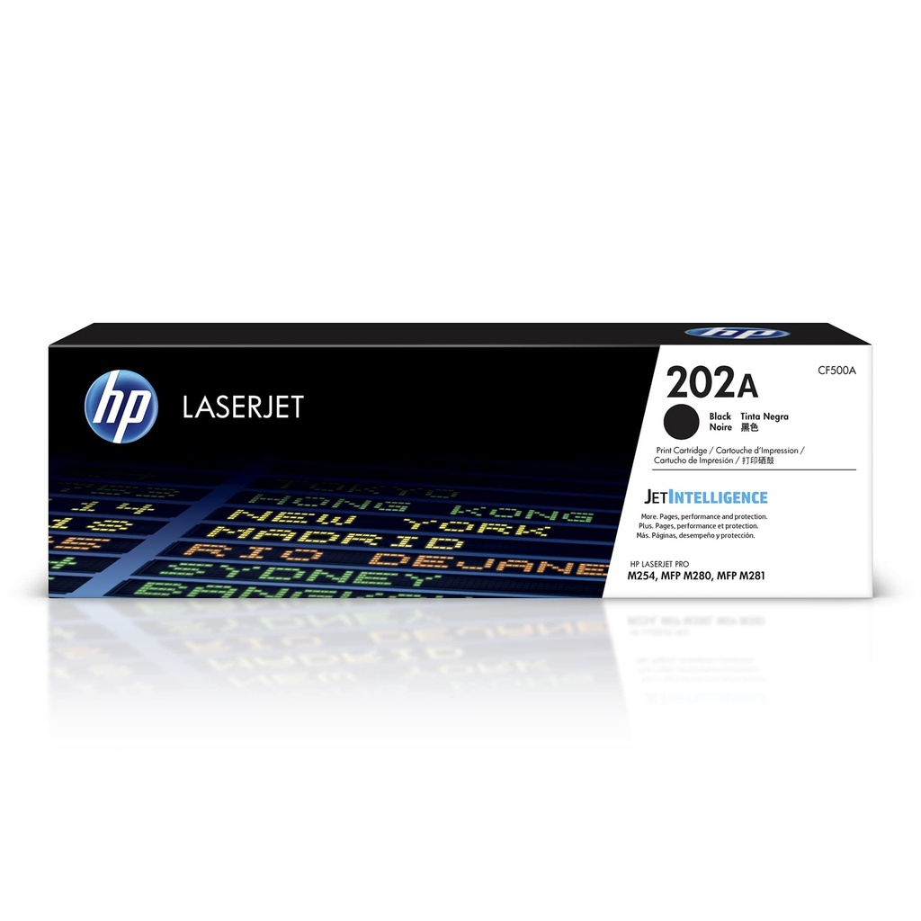 TONER HP 202A - CF500A - NEGRO - 1,400 PAGINAS - PARA IMPRESORA COLOR LASERJET - M254, M281