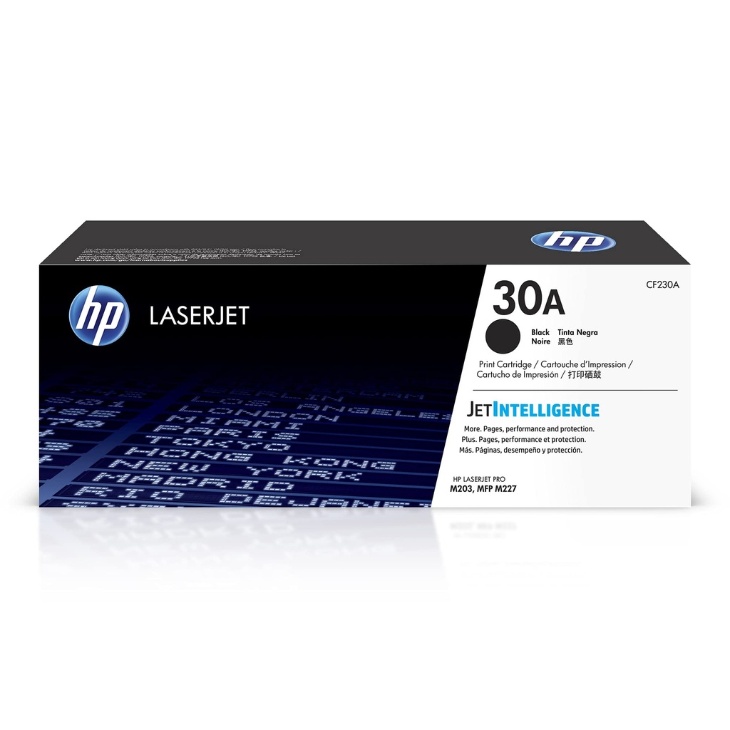 TONER HP 30A - CF230A - NEGRO - 1,600 PAGINAS - PARA IMPRESORA LASERJET - M203DN, M203DW, M227FDW, M227SDN