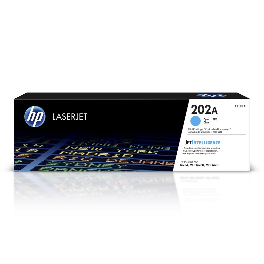 TONER HP 202A - CF501A - CYAN - 1,300 PAGINAS - PARA IMPRESORA COLOR LASERJET - M254, M281